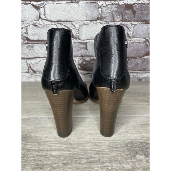 Coach Labelle Black Leather Open Toe Booties Heels Shoes Women’s Sz 7B US/37EU - Picture 4 of 16